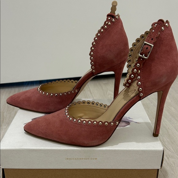 Jessica Simpson Pink Studded Suede Pumps - Picture 5 of 6